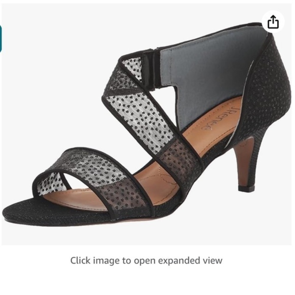 J. RENNE BLACK HEEL SANDALS